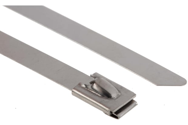 RS PRO Cable Tie, Roller Ball, 360mm x 7.9 mm, Metallic 316 Stainless Steel, Pk-100
