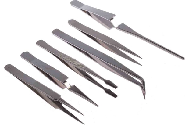 RS PRO Nickel Plated Steel, Tweezer Set
