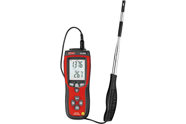 RS PRO DT-8880 风速计，最大 25 米/秒，可测量气流、风速和温度