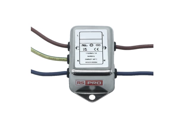 RS PRO 1A 115/250 V交流 50 → 60Hz,机箱安装电源线滤波器,引线,单相